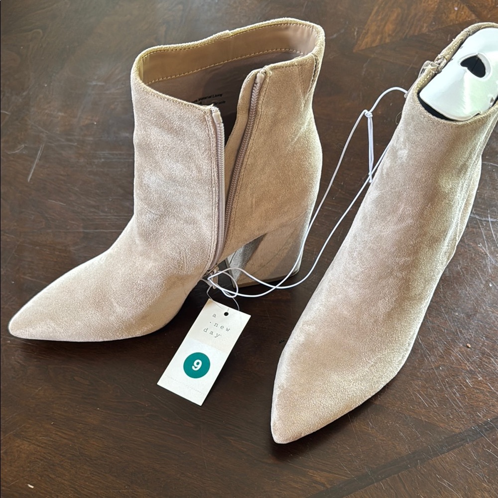 A New Day Tan Ankle Booties with Pointed Toe